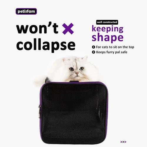 Miniatura 3 de Transportador suave para mascotas para gatos grandes y medianos, 2 gatitos, perros pequeños. Fácil de meter al gato, ideal para gatos a los que