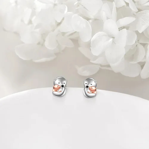 Miniatura 3 de Aretes de plata de ley con diseño de búho, conejo, gato, xolotl, joyería para mujeres y niñas