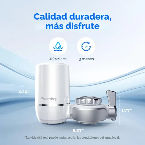 Miniatura 9 de Waterdrop Filtro de agua para grifo de fregadero, purificador de agua certificado NSF, filtro de agua del grifo de 320 galones para fregadero