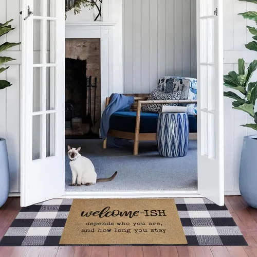 Miniatura 2 de JJUUYOU Tapete Grande de Bienvenida para Puerta Principal Exterior Entrada Divertido Tapete Welcome-ish Antideslizante con Base de Goma Tapetes
