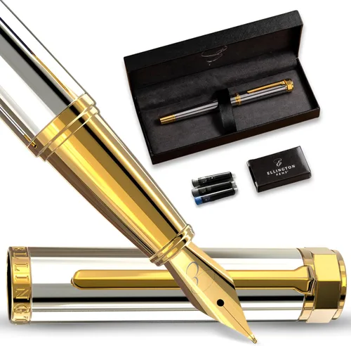 Miniatura 17 de Ellington Pens Juego de pluma estilográfica de lujo, punta fina y suave, incluye 3 cartuchos de tinta, convertidor de tinta recargable, caja de El