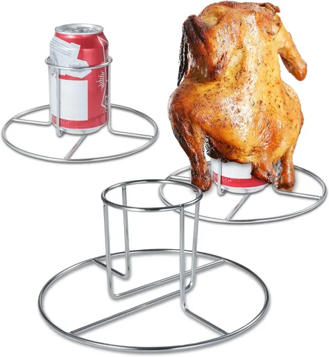 Soporte para latas de cerveza, 2 piezas para horno a la parrilla, ahumador, resistente, acero inoxidable, soporte para pollo a tope de cerveza, para
