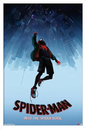 Miniatura 14 de Trends International Spider-Man de Marvel póster Into The Spider-Verse-Falling de 22.37 x 34 pulgadas, versión enmarcada en madera reutilizada
