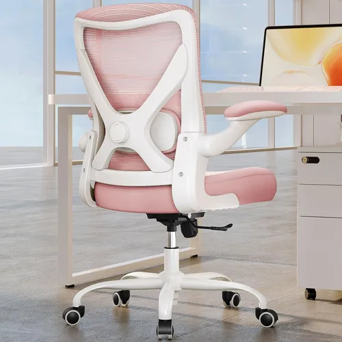 Silla de oficina Silla de escritorio ergonómica cómoda: Silla de computadora de malla de 331 libras, sillas ergonómicas para juegos con ruedas, Rosa