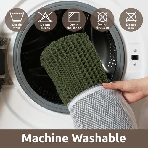 Miniatura 6 de AMOAMI Alfombra de Baño con Textura Waffle, Alfombras de Baño Absorbentes para Baño Antideslizantes, Alfombras de Baño Lavables a Máquina con Borlas