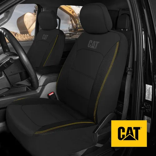 Miniatura 3 de Cat FlexHybrid - Fundas de asiento de automóvil, de piel sintética negra de alta calidad + fundas de asiento de malla para autos, camiones, SUV