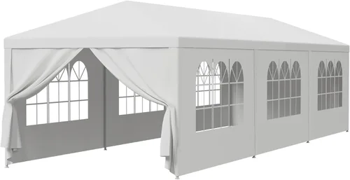 Miniatura 10 de LEMY Tienda de Fiesta, Carpa Gazebo para Exteriores de 10'x10' con Paredes Laterales Removibles y Ventanas, Tienda Blanca Resistente al Agua