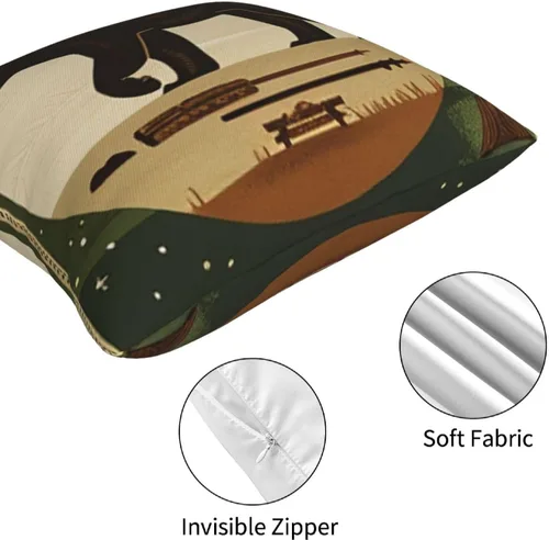Miniatura 5 de Best Gifts - Juego de 4 fundas de almohada con diseño de oso aventuras, montañas, flechas, fogatas, árboles, bosques, campamentos, viajes, funda