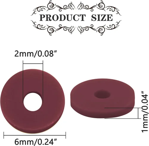 Miniatura 3 de 1000 cuentas Heishi de arcilla polimérica para hacer joyas, pulseras, collares de 0.236 in Granate