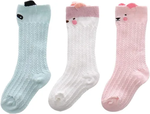 Miniatura 5 de QandSweet Calcetines hasta la rodilla para bebé, calcetines antideslizantes para recién nacidos, calcetines antideslizantes