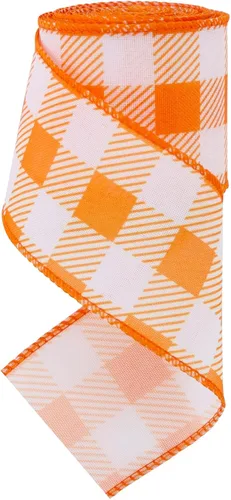 Miniatura 15 de TONIFUL Cinta de arpillera de lunares naranjas de 2.5 pulgadas, cinta con alambre de Pascua, verano, primavera para envolver regalos, hacer lazos