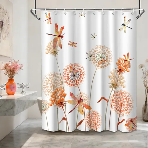 Miniatura 94 de Cortina de ducha floral para primavera y verano, flores silvestres, flores y mariposas, decoración de baño, tela impermeable con ganchos, 70