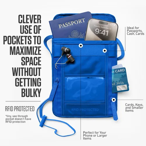 Miniatura 91 de Venture 4th bolsa de cuello de viaje con traba RFID, gris), V4-01-NP-GR