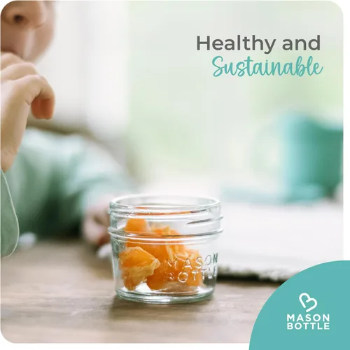 Miniatura 6 de Mason Bottle Tarros de almacenamiento de leche materna de 4 onzas (paquete de 12) – Recipientes de vidrio reutilizables para alimentos para bebés