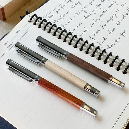 Miniatura 8 de LACHIEVA Lux ury - Pluma estilográfica de nogal, bonito bolígrafo con punta fina de fabricación alemana, convertidor, cartuchos. Bonito juego de Nuez