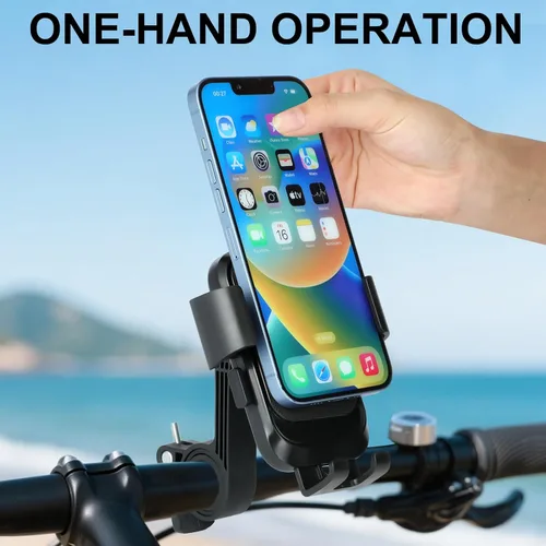 Miniatura 5 de Soporte de teléfono para motocicleta, bloqueo automático a prueba de golpes, anti-vibración, rotación de 360°, soporte de teléfono celular