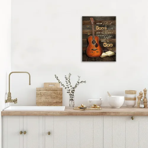 Miniatura 5 de Lienzo de guitarra para pared, diseño vintage y musical, cuadros cristianos para cocina, dormitorio, baño, oficina, retro, impresión musical