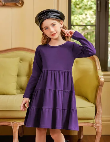 Miniatura 2 de Arshiner Vestido de manga larga para niña con volantes, tipo túnica
