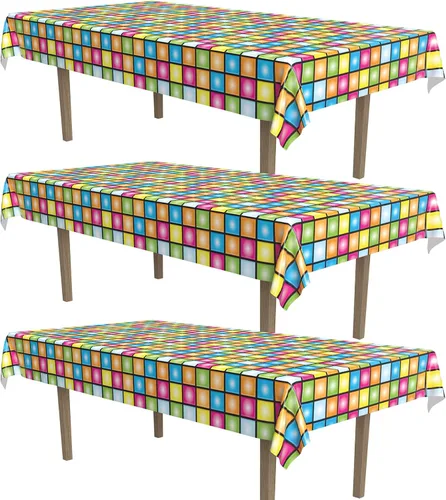 Miniatura 7 de Beistle Mantel de discoteca, 54 x 108 pulgadas, mantel de plástico, mantel rectangular, fundas para fiestas, decoraciones de fiestas, temas groovy