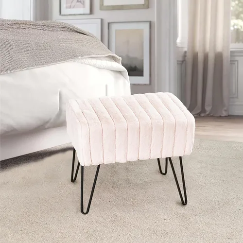 Miniatura 7 de Home Soft Things - Banco otomano de piel sintética blanca de visón, 19 x 13 x 17 pulgadas, color blanco antiguo, se puede usar como reposapiés