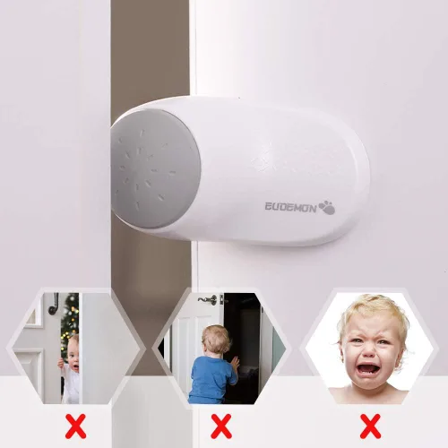 Miniatura 3 de EUDEMON Paquete de 4 topes de puerta ajustables blancos, protector de puerta para dedos, tope de puerta giratorio para prueba de niños, tapón