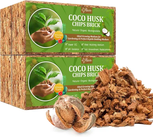 Miniatura 10 de Riare Paquete de 2 sustratos de chips de coco para plantas, 2.2 libras, ladrillo de cáscara de coco 100% orgánico con baja EC y pH equilibrado