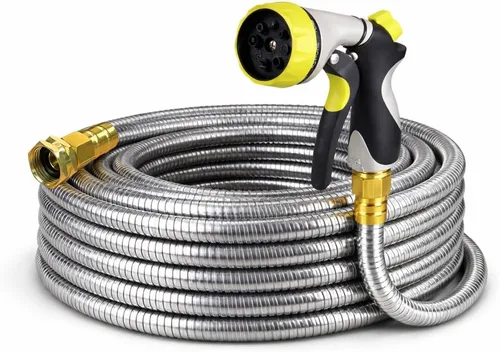 Miniatura 12 de Manguera corta de metal para jardín de 3 pies – Manguera de agua de acero inoxidable 304, extensión de manguera flexible, extensor de manguera