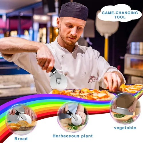 Miniatura 8 de Kit para hacer pizza, juego de sartén para pizza con cáscara de pizza de 12 pulgadas, sartén para pizza de 12 pulgadas, cortador de pizza de 11
