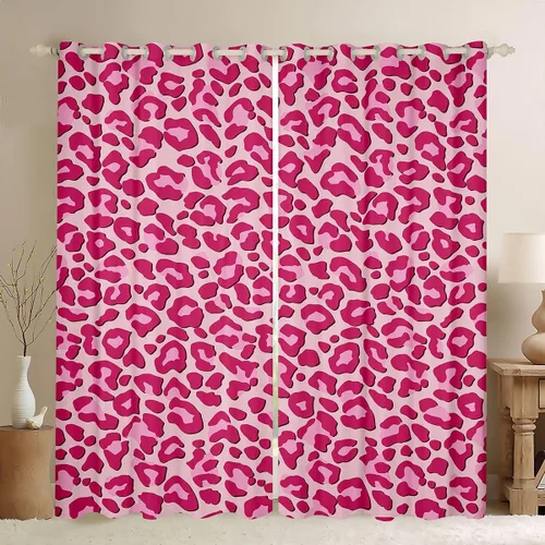 Miniatura 50 de Feelyou Cortinas opacas con estampado de leopardo para dormitorio, sala de estar, safari, cortinas de oscurecimiento de habitación con purpurina