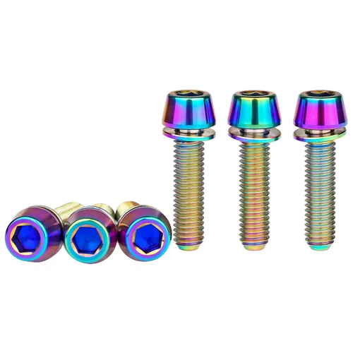 Miniatura 12 de Tornillos hexagonales de titanio M5x20mm con arandela Allen para vástago de bicicleta, paquete de 6 unidades (negro)
