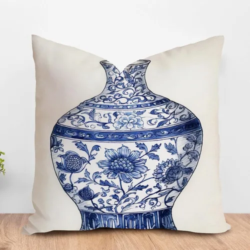 Miniatura 20 de ArogGeld Chinoiserie - Funda de cojín con diseño de pagoda asiática azul índigo, diseño cuadrado de flores y pagoda asiática, para oficina, silla