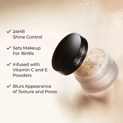Miniatura 4 de Laura Mercier Polvo de ajuste suelto translúcido, control de brillo las 24 horas, acabado mate suave, impregnado con vitaminas C+ E, uso duradero