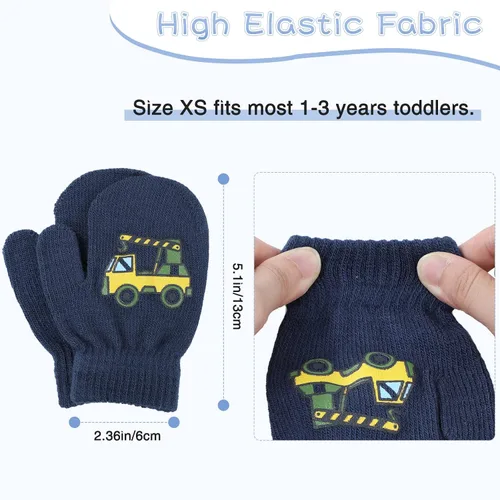 Miniatura 9 de Century Star Guantes cálidos de invierno para niños pequeños, guantes elásticos mágicos para niños y niñas, tejido suave para bebé