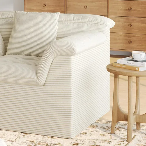 Miniatura 6 de Sofá Seccional Cloud de 51", Sofá Modular Moderno con Asiento Profundo, Cómodo Sofá Individual Comprimido, Sofás Tapizados de Pana para Sala de Beige