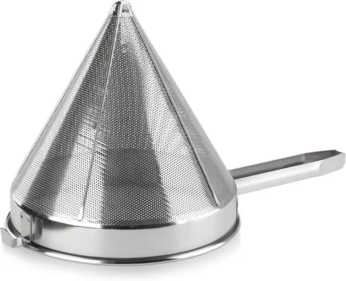 Miniatura 3 de New Star Foodservice 34233 Colador de tapa china de acero inoxidable 18/8, 8 Pulgadas, malla gruesa