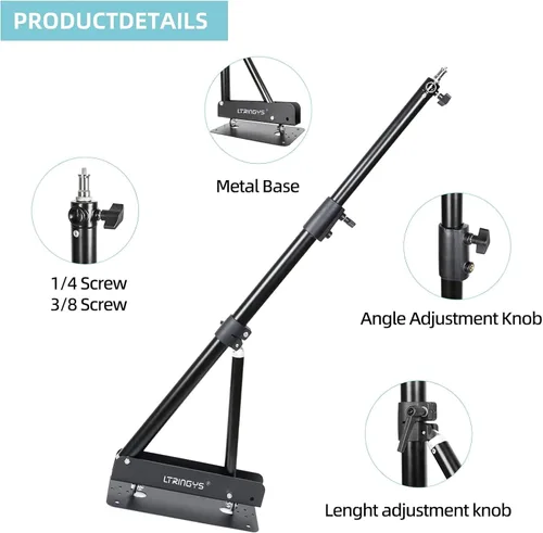 Miniatura 4 de Brazo triangular para montaje en pared, 51 pulgadas/51.2 in, soportes para aparatos fotográficos, montaje ajustable para salones, softbox