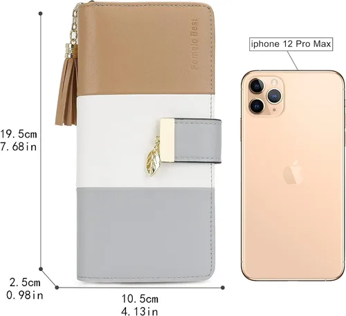 Miniatura 3 de Billeteras para mujer con múltiples ranuras para tarjetas y espacioso compartimento, Casual, L, Caqui