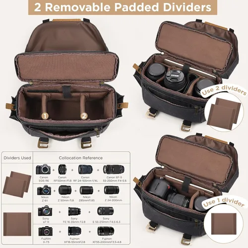 Miniatura 2 de SMRITI Bolsa cruzada de lona para cámara DSLR, impermeable, bolsa bandolera para fotógrafos, bolsa pequeña para cámara con cubierta para lluvia