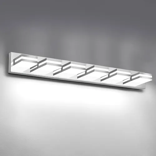 Miniatura 15 de IZORRO Luces LED modernas para baño (8 luces, regulables), iluminación de pared acrílica blanca mate, luces de tocador para baño sobre espejo, 6000