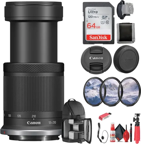 Canon RF-S 2.165-8.268 in f/5-7.1 es lente STM (Canon RF) para paisajes, retratos y fotos de viajes (5824C002) + tarjeta de memoria de 64 GB + kit