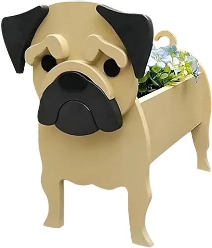 Miniatura 10 de Bamboo's Grocery LoKii Macetas de perro Boston Terrier, linda maceta de perro, contenedores de plantas con forma de animales, para plantas