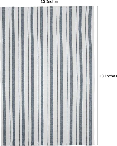 Miniatura 2 de COTTON CRAFT - Paquete de 4 - Toallas de cocina con tejido de cesta - Gris - Algodón - 20 x 30 - Patrón moderno de rayas limpias - Práctico lazo