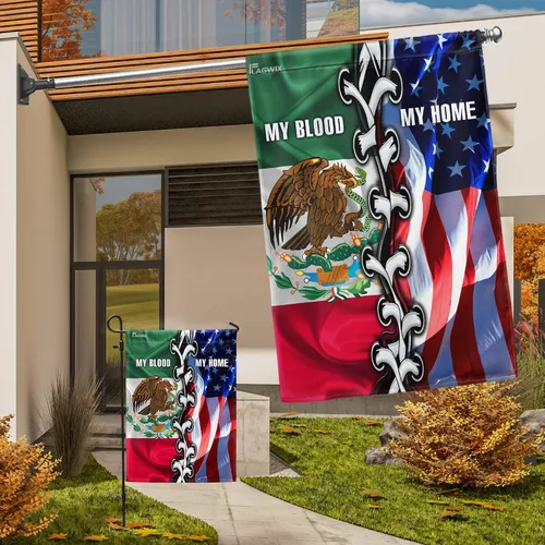 Miniatura 6 de FLAGWIX Mexican American, Mi Hogar Mi Sangre Bandera - 4 de julio, decoraciones del día de la independencia para el hogar, bandera de jardín 12x18