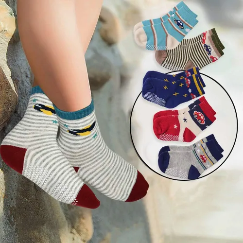Miniatura 27 de Tphon Calcetines para niños pequeños con empuñaduras, 12 pares de calcetines antideslizantes de algodón para niños y niñas de 1 a 7 años