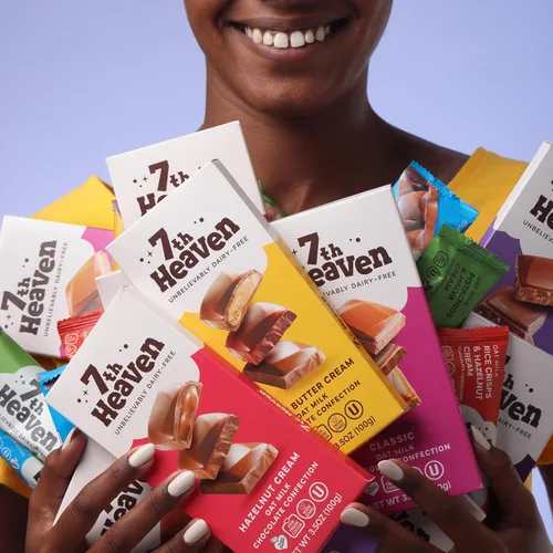 Miniatura 7 de 7th Heaven, Barras veganas de chocolate con leche de avena: crema de avellana (3.5 oz - paquete de 4), chocolate saludable, regalo perfecto de San