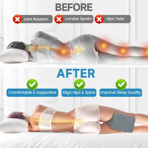 Miniatura 4 de SweetSlubr Almohada de rodilla de espuma viscoelástica para dormir de lado, almohada de apoyo para las piernas para dormir de lado, almohada