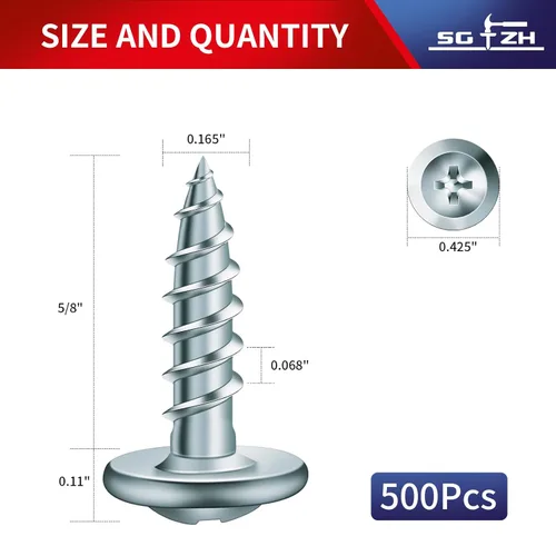 Miniatura 2 de #8 x 5/8 "Tornillo de madera 500 piezas de acero de aleación estándar hilo truss cabeza rápida autorroscante por SG TZH plata - aleación de acero