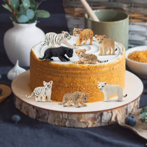 Miniatura 6 de Toymany 12 figuras de animales de safari, animales de zoológico de plástico para bebés muy realistas, conjunto de figuras de juguete de leones