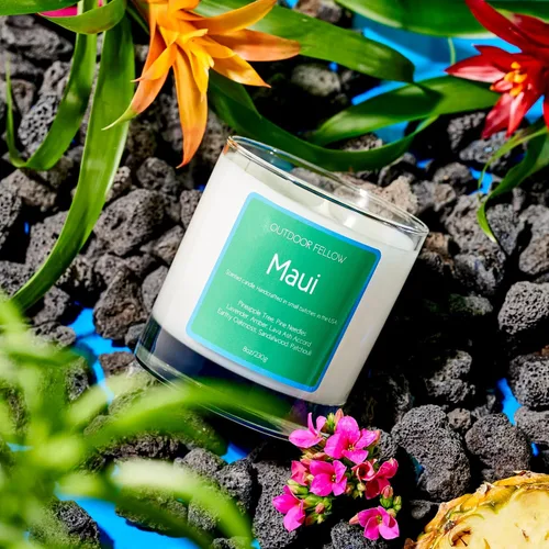 Miniatura 2 de Maui Vela perfumada Outdoor Fellow Vela perfumada de isla Tiempo de combustión de más de 40 horas Mezcla de cera de coco y albaricoque