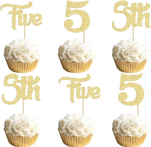 Miniatura 27 de 24 piezas de adornos para cupcakes de tercer cumpleaños, adornos para cupcakes de tercer cumpleaños con purpurina, tres adornos para cupcakes